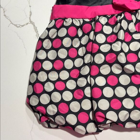 OshKosh B’Gosh | Girls Black Velour Pink Polka Dot Mini Puff Skirt Dress Size 6 - Picture 6 of 16